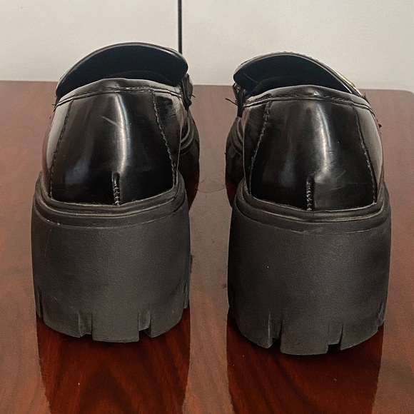 Black Vinyl Steve Madden Platform Loafers - Picture 4 of 4
